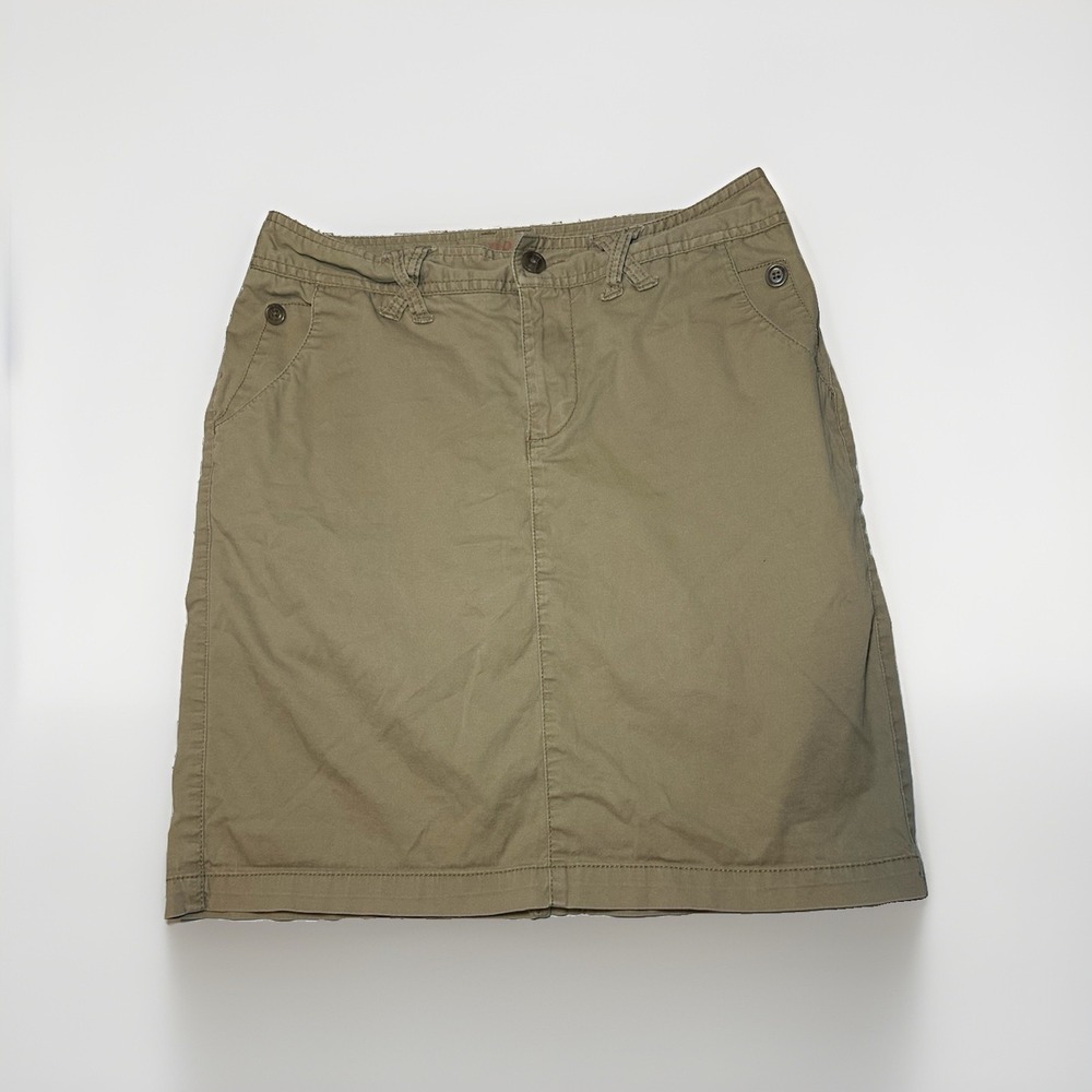 Sonoma Life + Style Modern Khaki Cotton Stretch Knee Length Skirt Women's Size 8